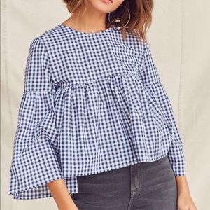 Urban Renewal Remade Bell-sleeve gingham top